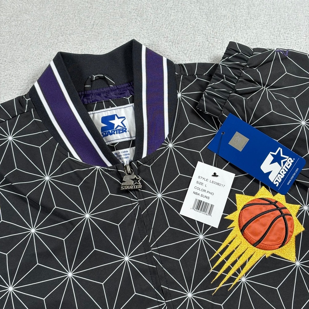 Phoenix Suns Starter In-Field Play Fashion Full-Zip Varsity Jacket - Black Large